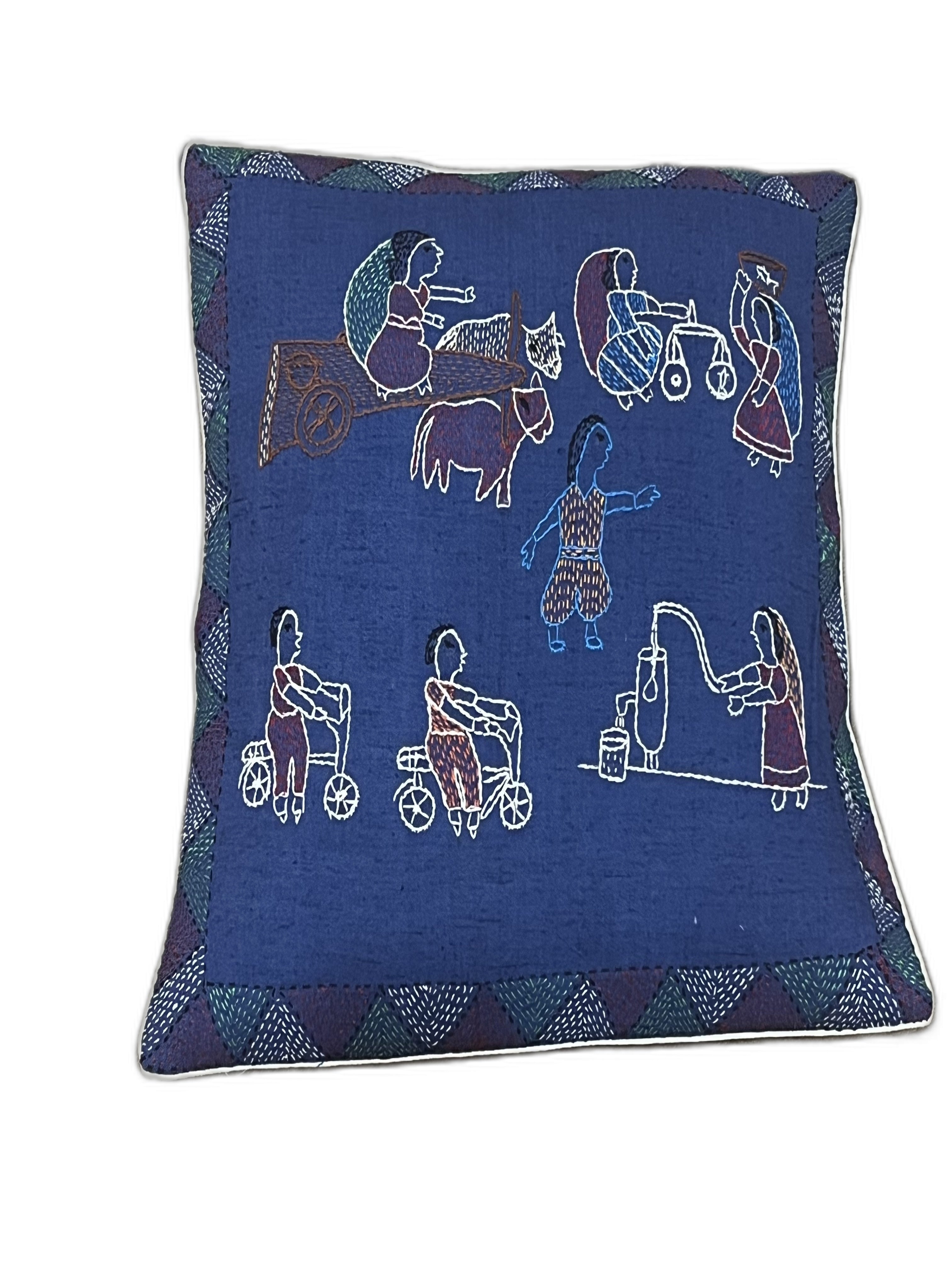HAND-CRAFTED SUJNI RURAL LIFE CUSHION COVER